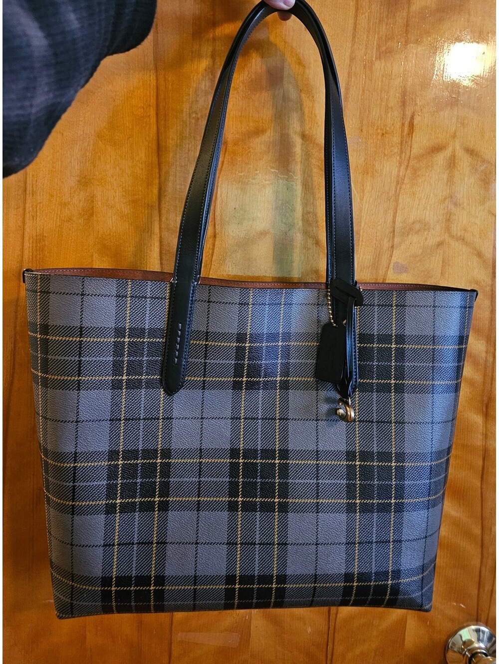 Coach Highline Tote - Black/Yellow Plaid - NWT